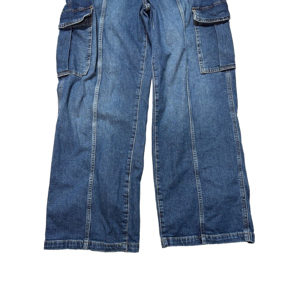 Gap 90s Loose Cargo Jeans Womens 32/14 Short Mid Rise Wide Leg Y2K Denim - Picture 7 of 14
